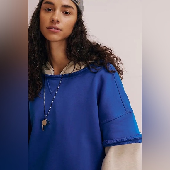 FP Movement by Free People Blue and Cream Short Sleeve Tee - Picture 3 of 11